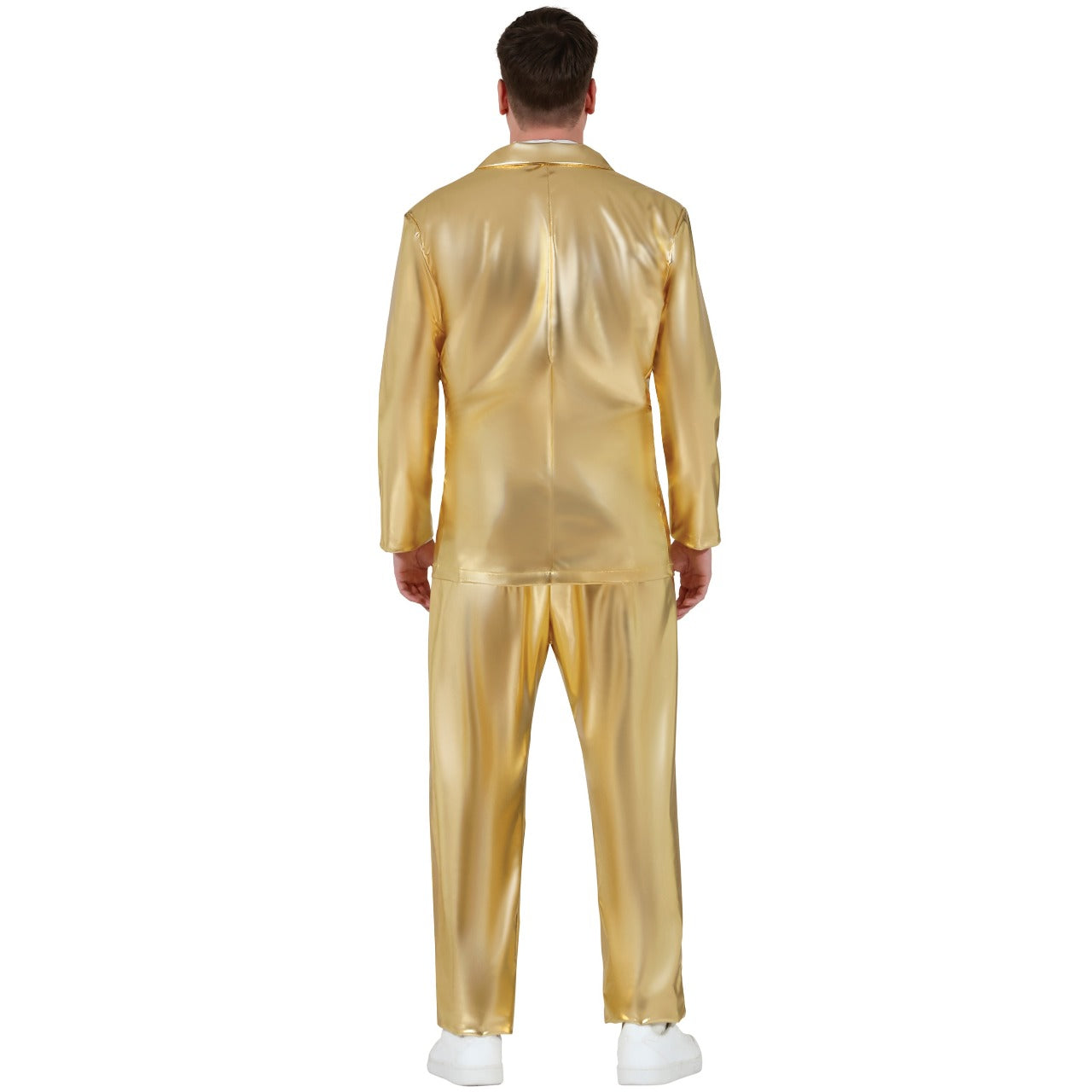 Traje de terno dourado metálico masculino