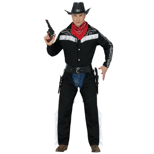 Fato de Cowboy Preto com Franjas para homem
