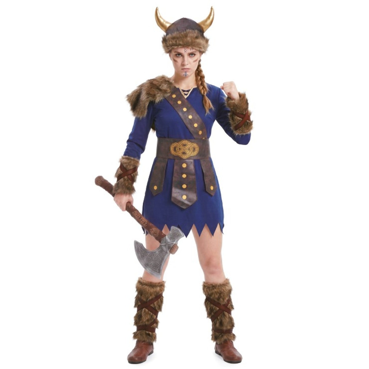 Fato de Vikinga Azul para mulher