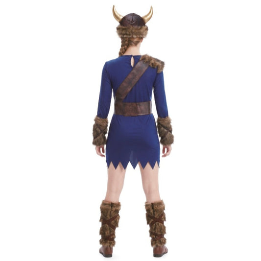 Fato de Vikinga Azul para mulher