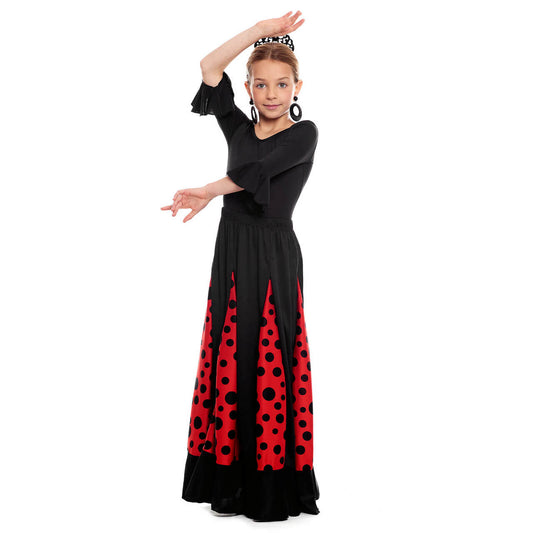 Saia Flamenca com Quilhas Pretas Infantil