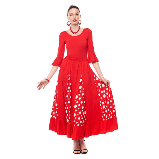 Saia Flamenca Vermelha com Quilhas