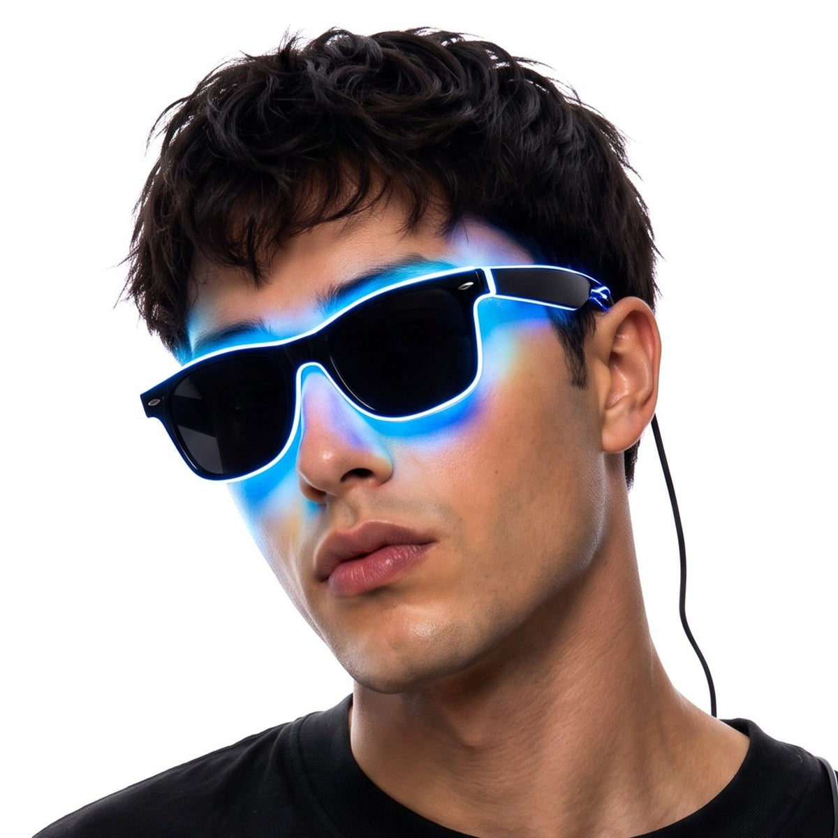 Óculos Pretos com Luzes LED (Cores sortidas)