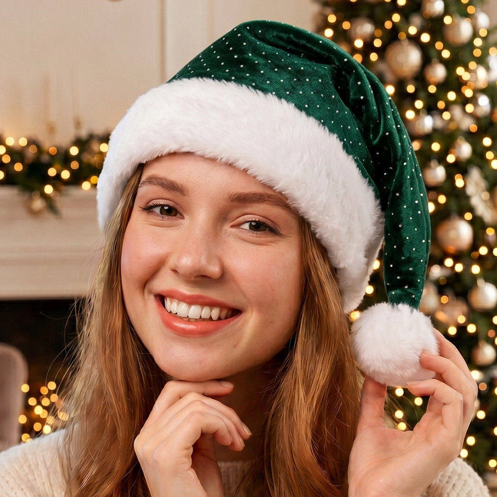 Gorro de Natal Verde Brilhos