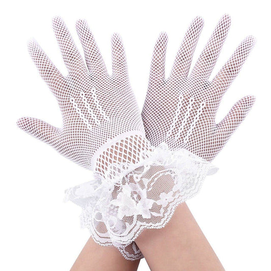 Luvas de Renda Vermelho Branco