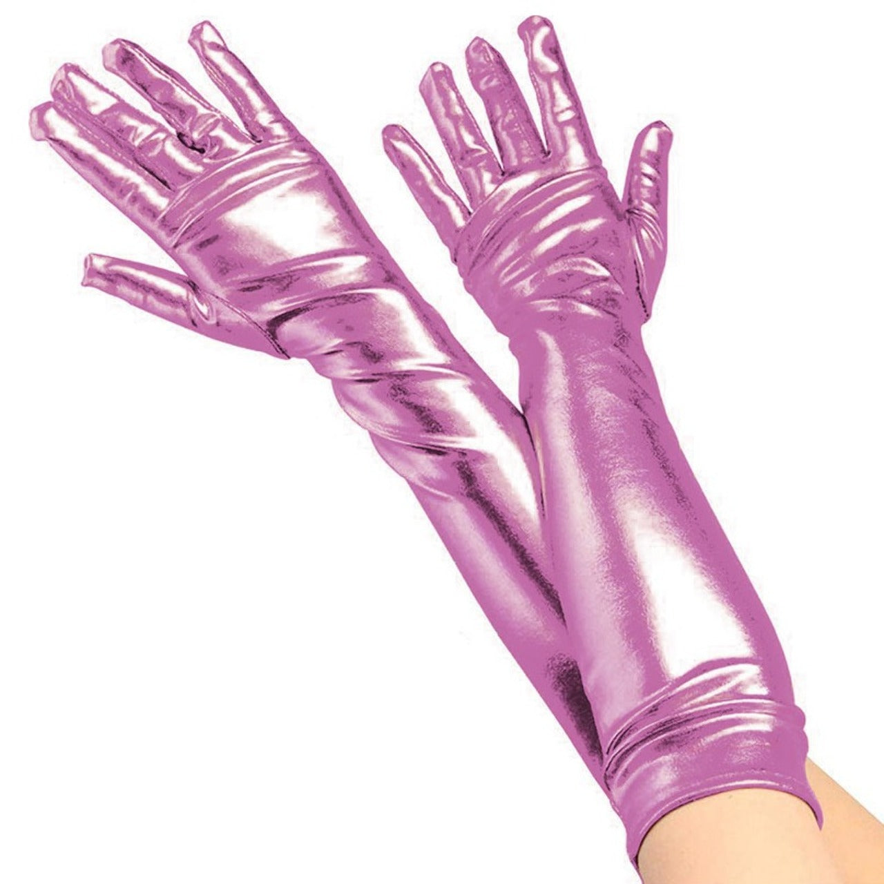 Luvas Longas Metálicas Rosa