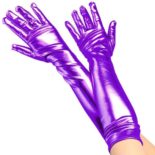 Luvas Longas Violetas Metálicas