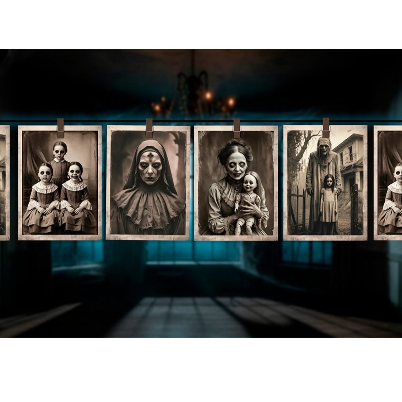 Grinalda de Fotos Tenebrosas Halloween