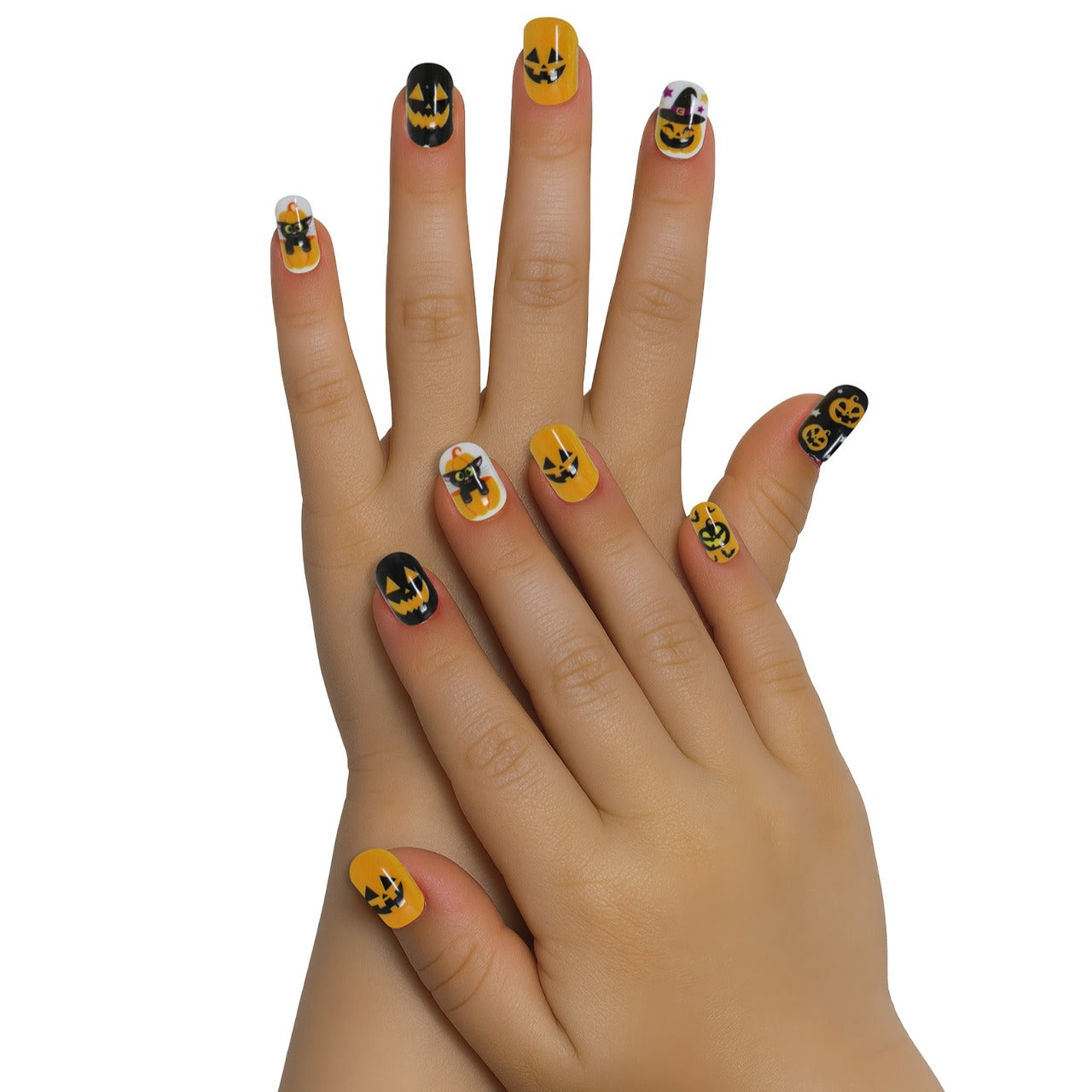 Kit de 12 Unhas Halloween Abóboras infantil