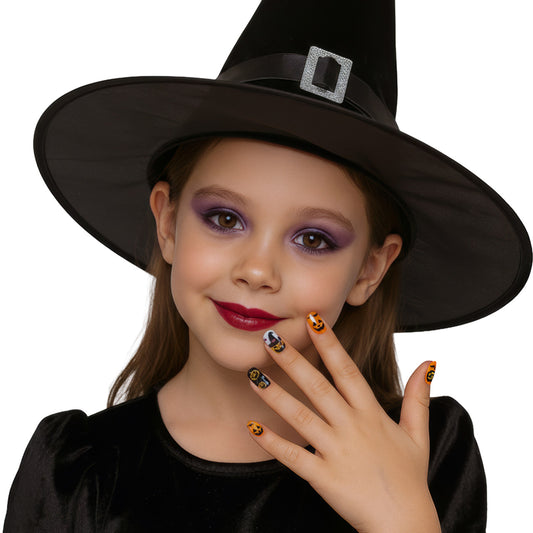 Kit de 12 Unhas Halloween Abóboras infantil