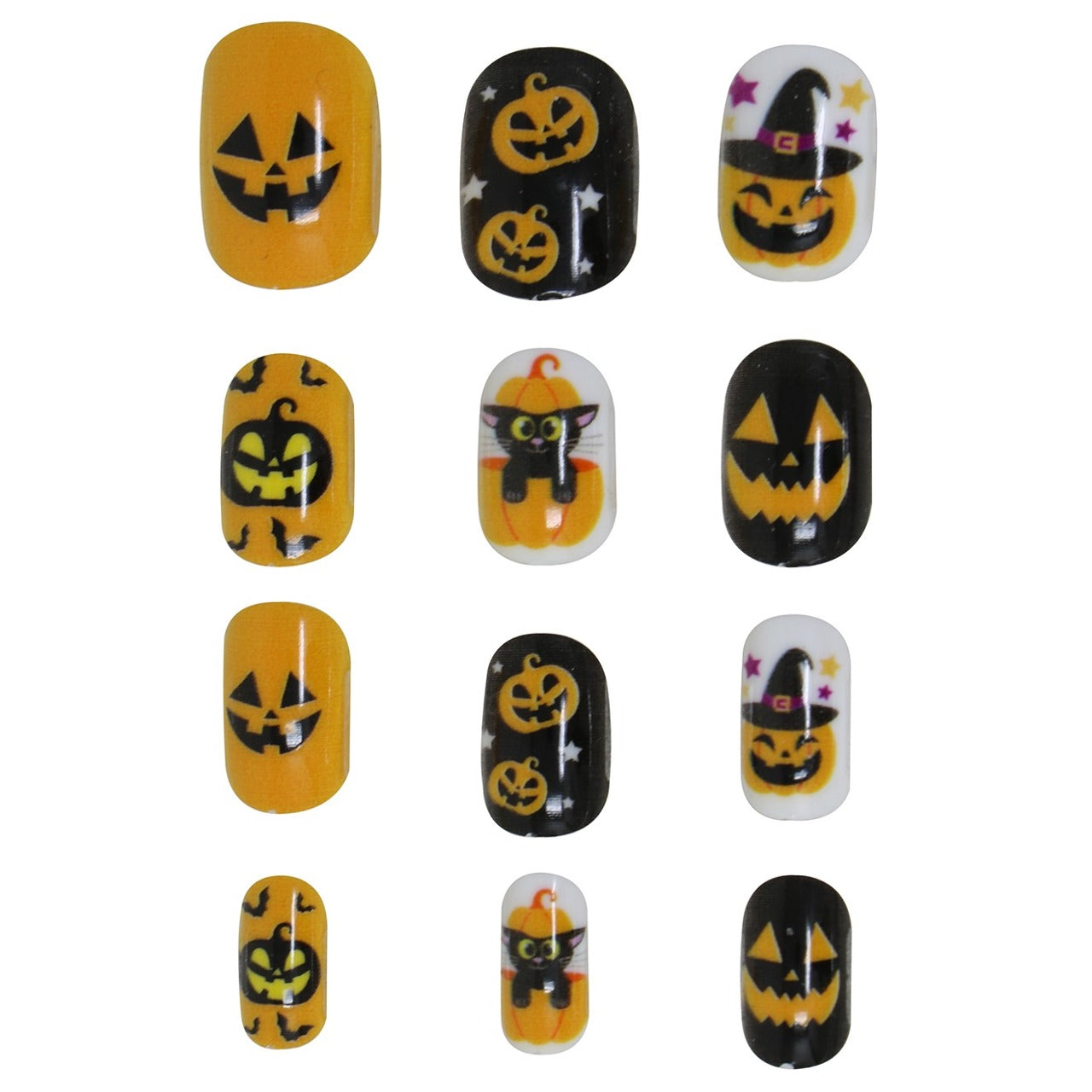 Kit de 12 Unhas Halloween Abóboras infantil