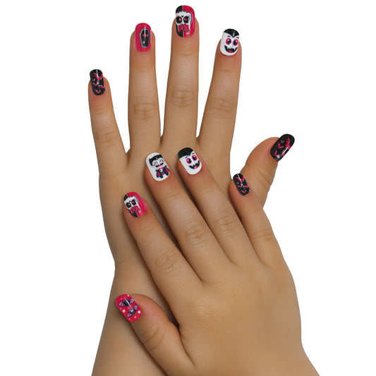 Kit de 12 Unhas Halloween Vampiros infantil