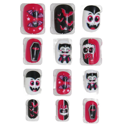 Kit de 12 Unhas Halloween Vampiros infantil