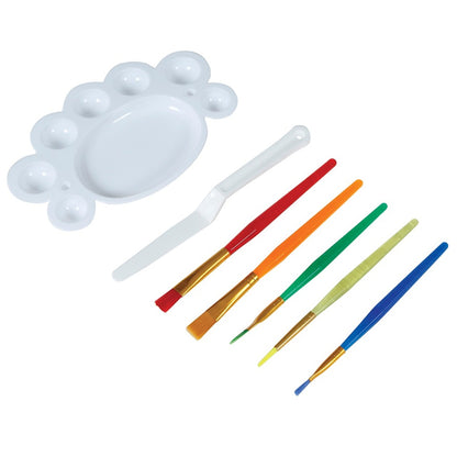 Kit de maquilhagem: 5 Pincéis, espátula e paleta