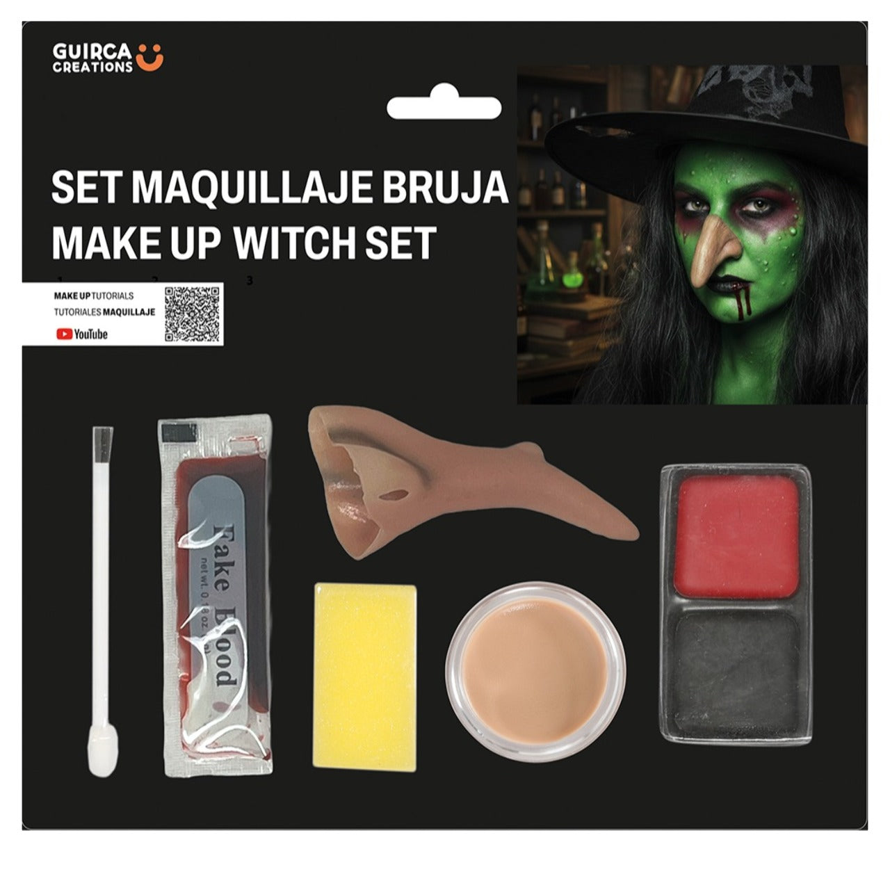Kit Maquilhagem de Bruxa com Nariz