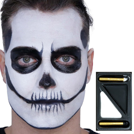 Kit de Maquilhagem Esqueleto Branco e Preto