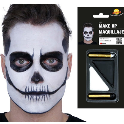 Kit de Maquilhagem Esqueleto Branco e Preto