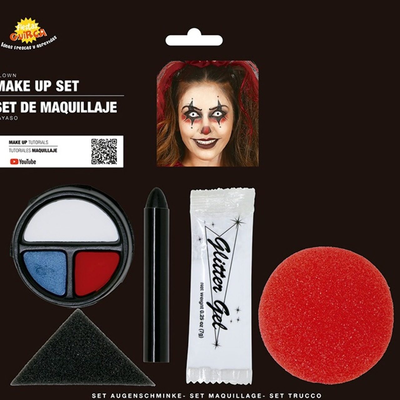 Kit de Maquilhagem de Palhaço com Nariz