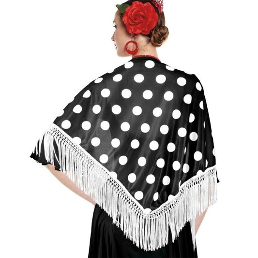 Xale de Bolinhas brancas