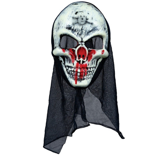 Máscara de Esqueleto Sangrento com Capuz