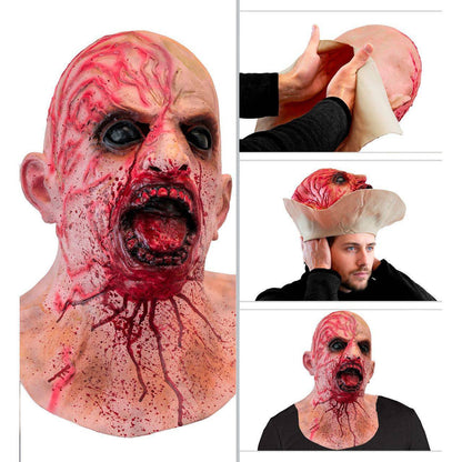 Máscara de látex de Zombie Sangrento com Pescoço