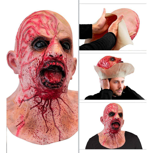 Máscara de látex de Zombie Sangrento com Pescoço