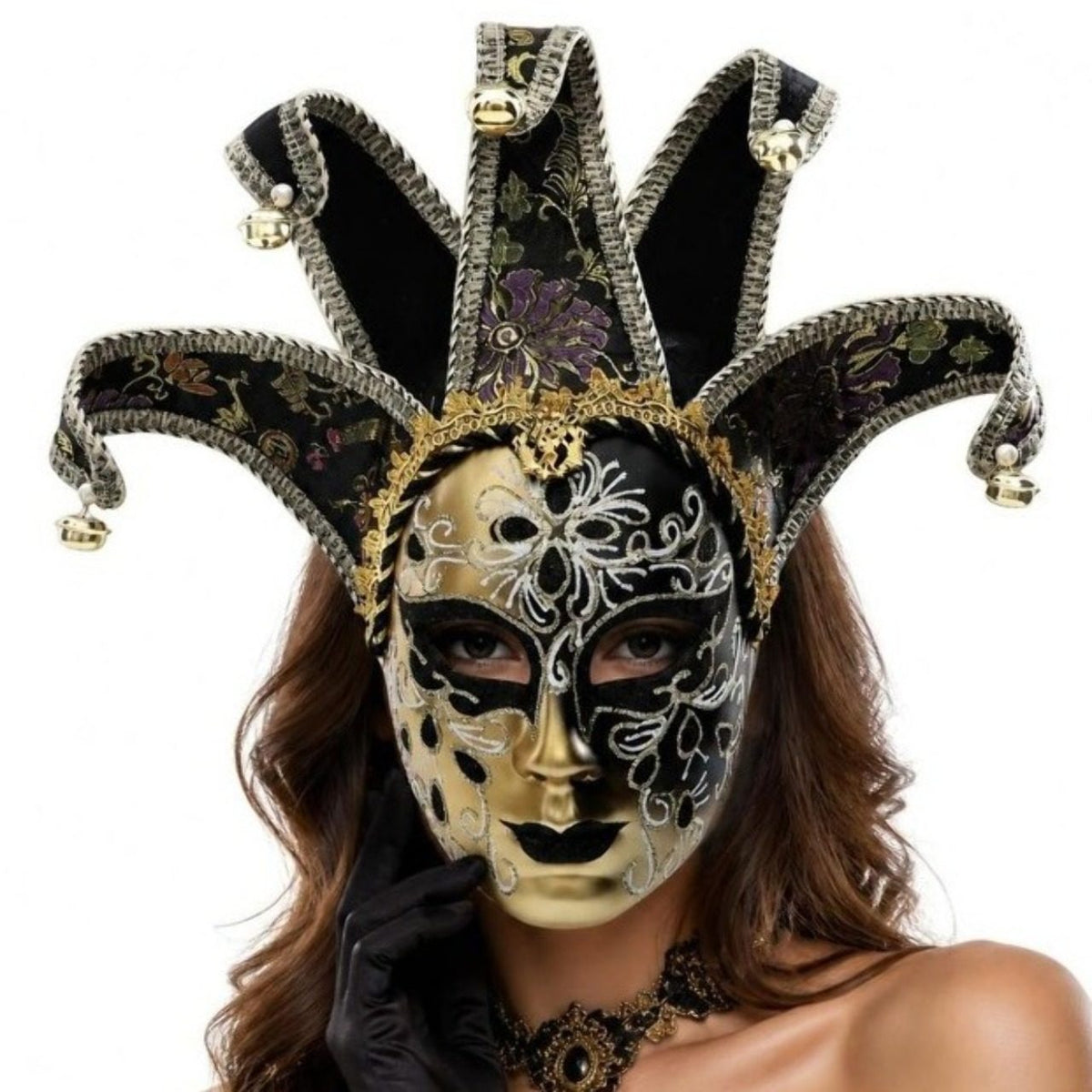 Máscara Veneziana Negra Deluxe