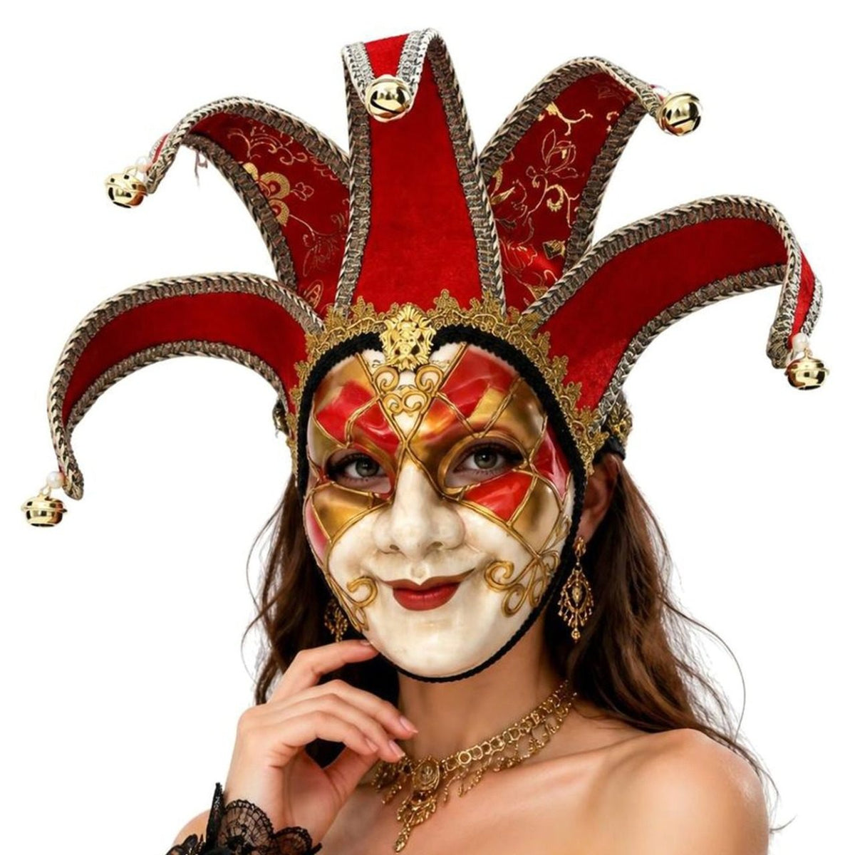 Máscara Veneziana Vermelha Deluxe