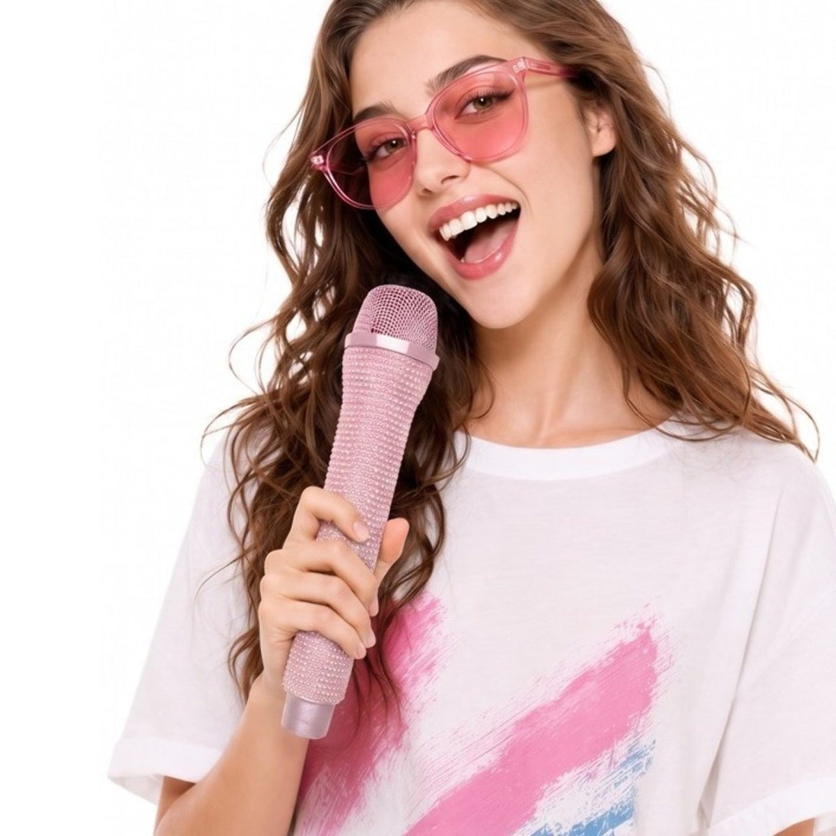 Microfone Rosa Brilho