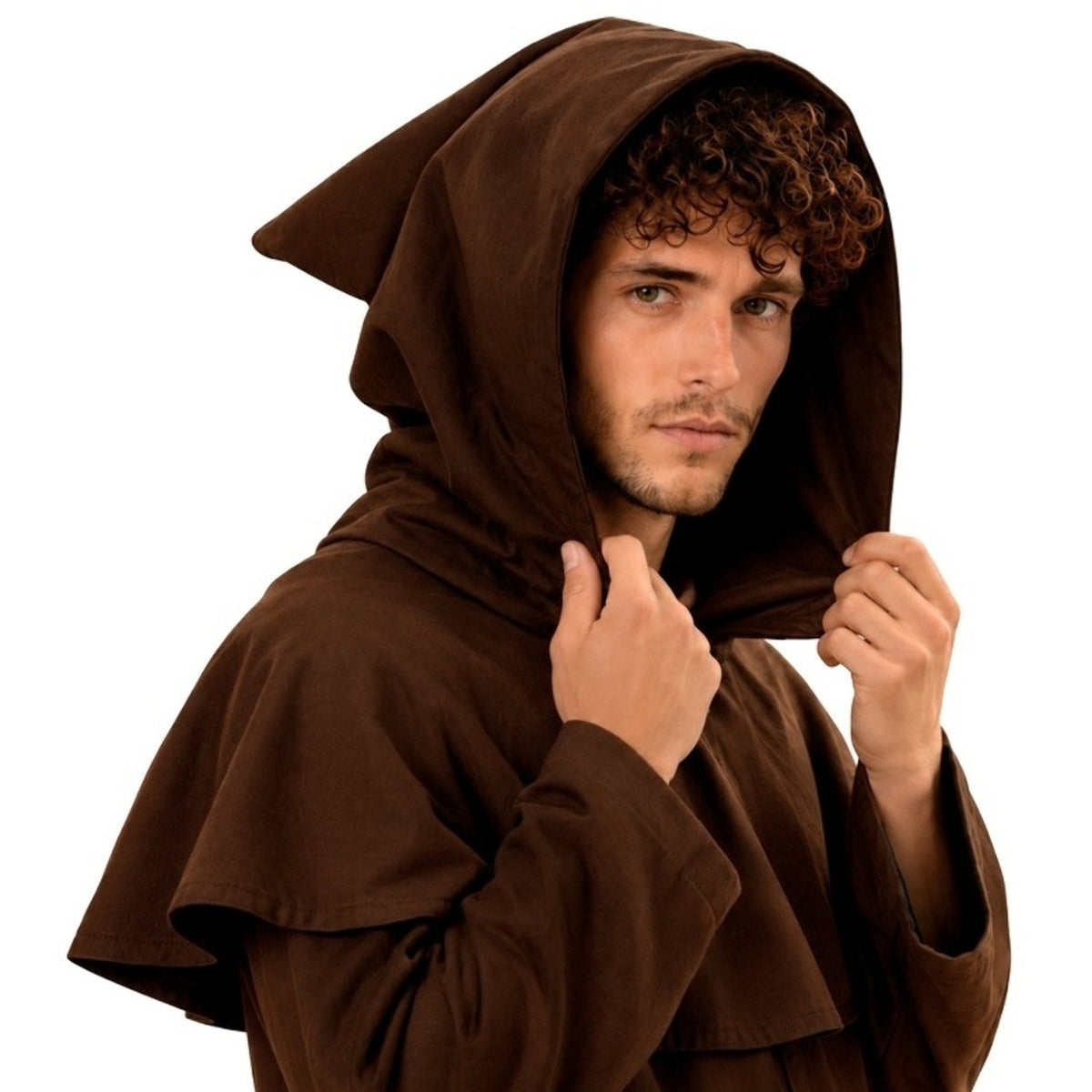 Mini Capa Castanha com Capuz Medieval