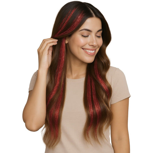 Pack de 3 Mechas Vermelhas Brilhantes