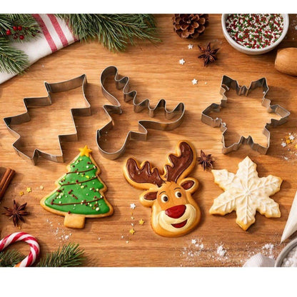 Pack de 3 Moldes Metálicos para Bolachas de Natal