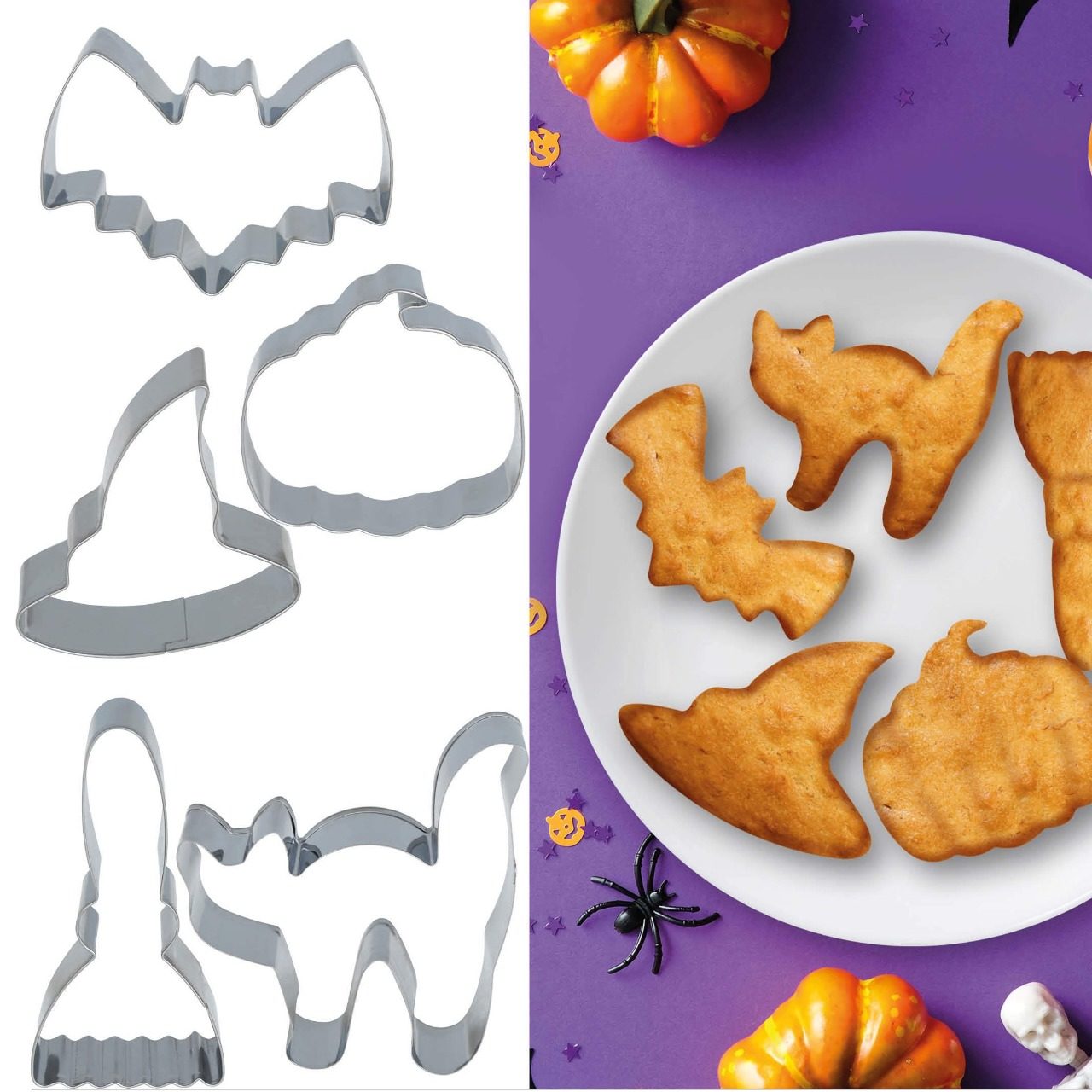 Pack de 5 Moldes Metálicos para Bolachas Halloween