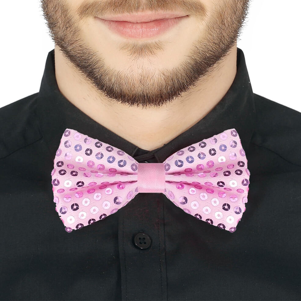 Laço Papillon Rosa com Brilhantes