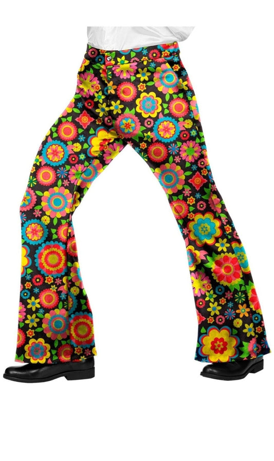 Calças Flores dos anos 70 para homem