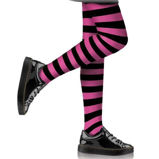 Collants de Riscas Pretas e Rosa para criança