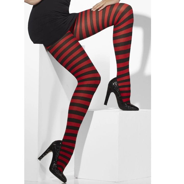 Collants Deluxe Listrado Vermelho e Preto