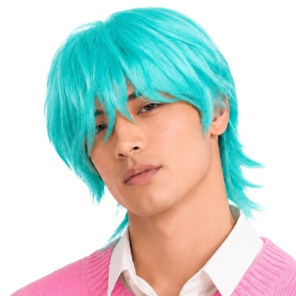 Peruca Demónio Cantor K-Pop Azul