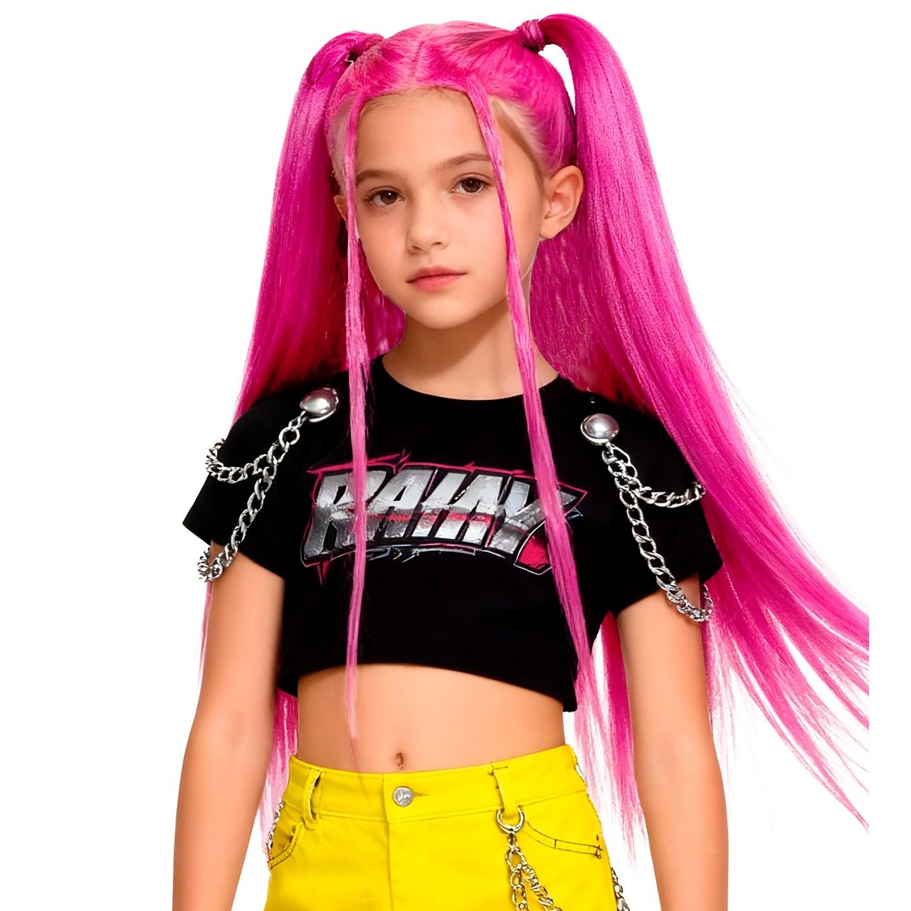 Peruca Guerreira K-Pop Mira Hunters infantil