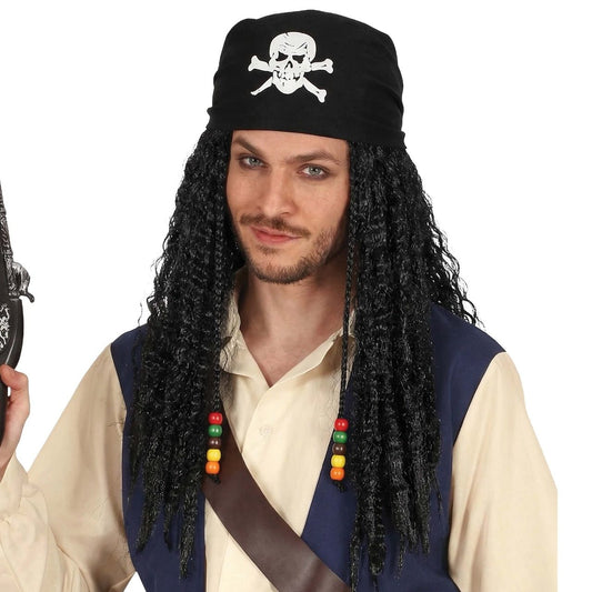 Peruca Pirata com Lenço Caveira