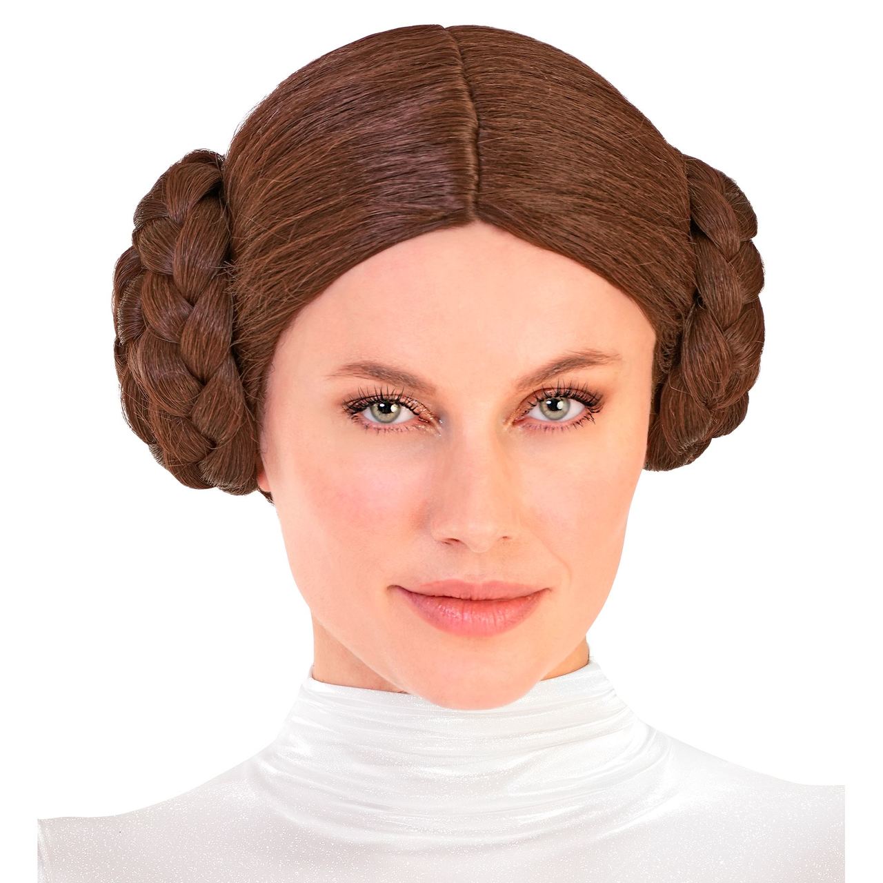 Peruca de Princesa Leia Castanha