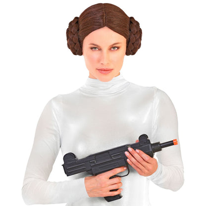 Peruca de Princesa Leia Castanha