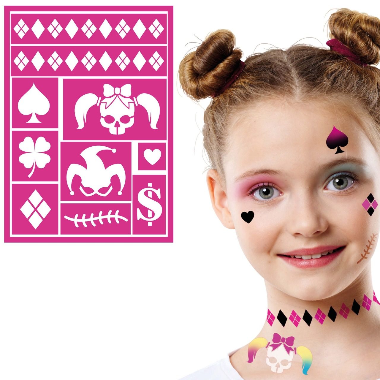 Stencil para Maquilhagem de Harley Quinn infantil