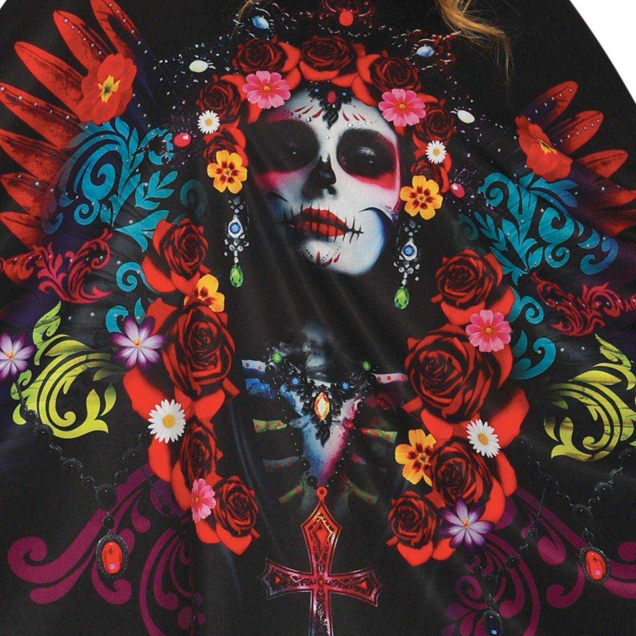 Poncho de Catrina com Flores para adulto