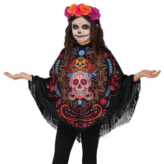 Poncho de Catrina Morte infantil