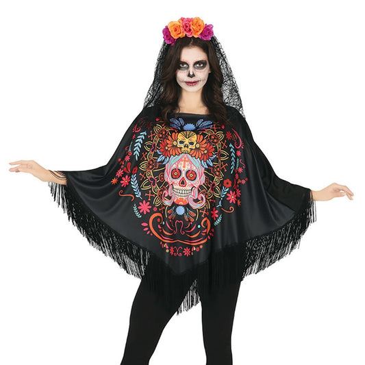 Poncho de Catrina Muerte para mulher