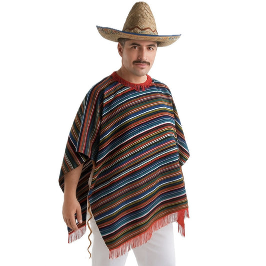 Poncho Mexicano de Riscas para adulto
