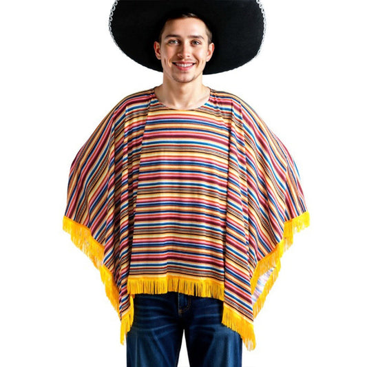 Poncho Mexicano às Riscas para adulto