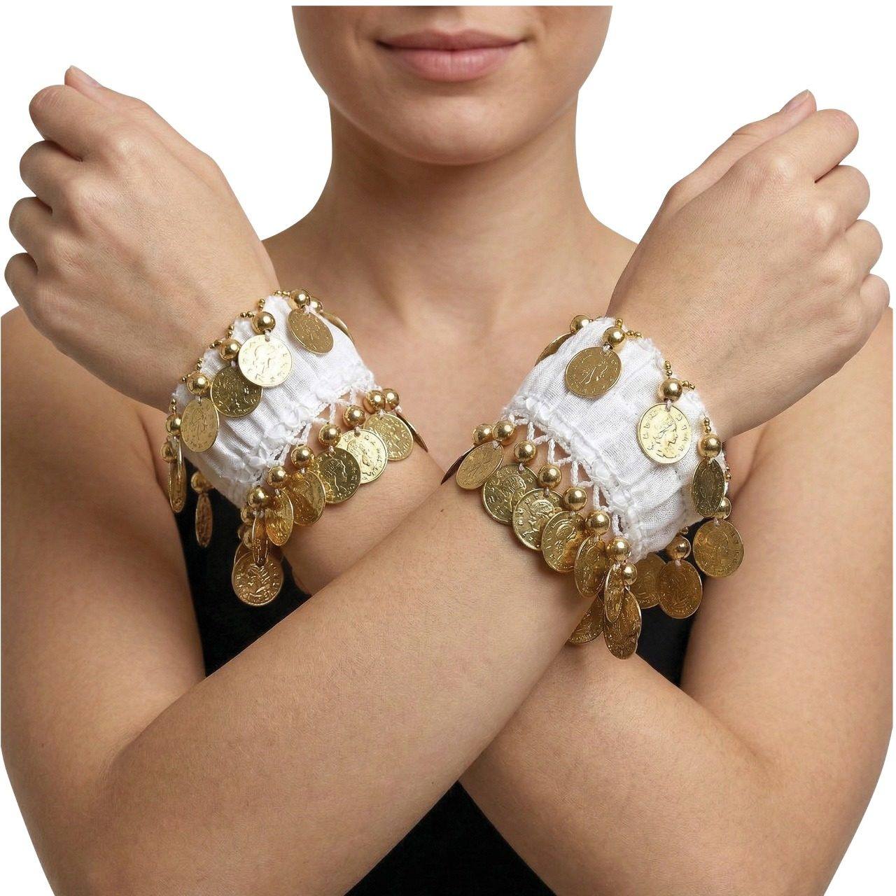 Pulseiras de Cigana Brancas com Moedas