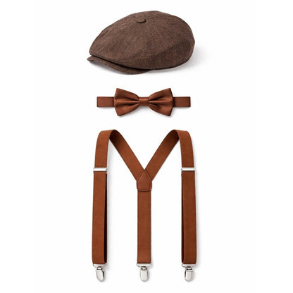 Conjunto de Gangster Inglês Castanho Peaky 